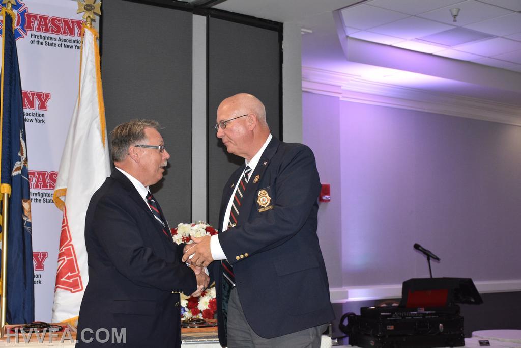 Congratulations to past President John P Farrell on receiving his FASNY ring